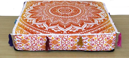 Vista 62 de ICC - Funda de cojín cuadrada grande de algodón con diseño de mandala, funda de almohada hippie, funda de almohada para el suelo con cremallera