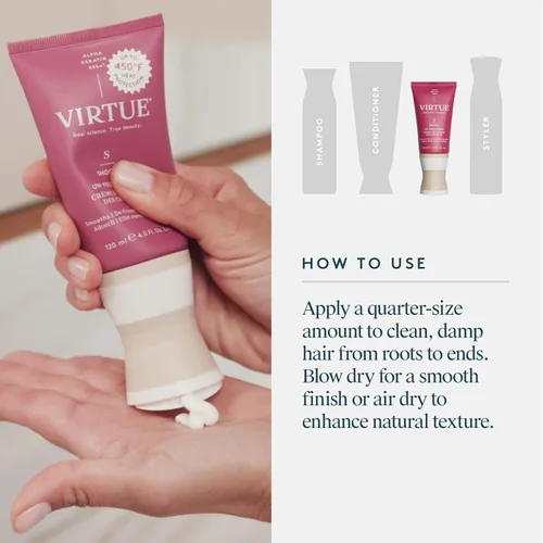Vista 7 de Virtue Tratamiento capilar sin encrespamiento para cabello rizado y control del encrespamiento, sin sulfatos, seguro para todo tipo de cabello