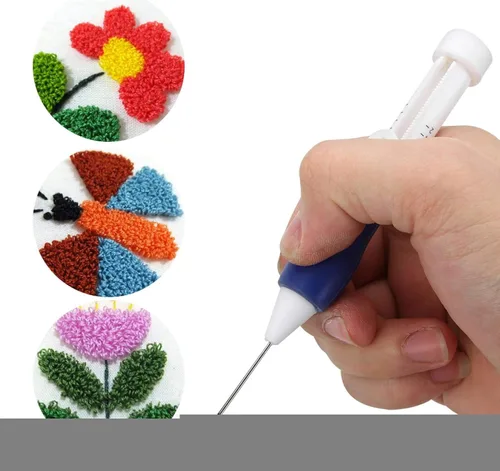 Vista 2 de Kit de bolígrafo de bordado, punzón de bordado, bolígrafo de bordado mágico para costura, juego de bolígrafos para enhebradores, herramienta