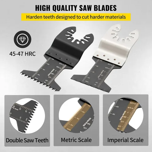 Vista 5 de Happybuy Hojas de sierra oscilantes de 50 piezas, juego de cuchillas multiherramienta de liberación rápida. Cuchillas HCS para madera, plástico