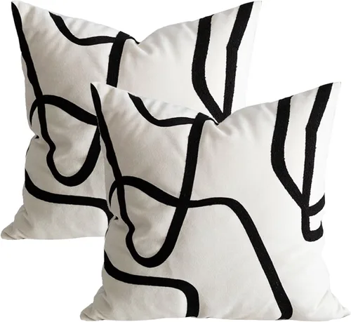 Vista 5 de DOKOT Funda de cojín decorativa abstracta moderna de 18 x 18 pulgadas, funda cuadrada para sofá del hogar