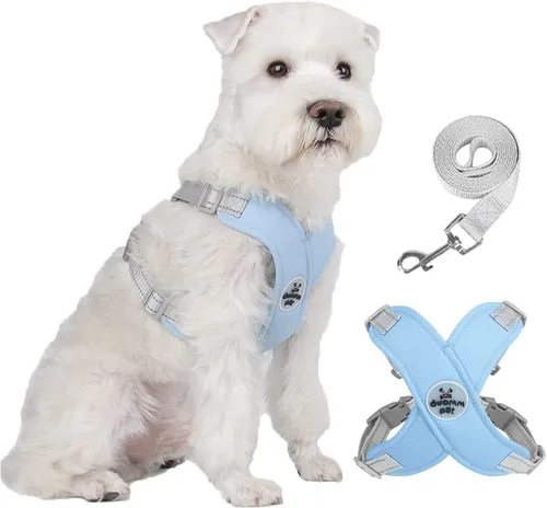 Vista 10 de FEimaX Arnés para perro con marco en X para mascotas, sin tirones, juego de correa, ajustable, reflectante, sin estrangulamiento, para cachorros