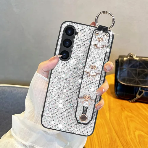 Vista 3 de Guppy Compatible con Samsung Galaxy S23 Bling Stand Case, Luxury Sparkle Bling Funda protectora con soporte y correa de mano, correa de muñeca