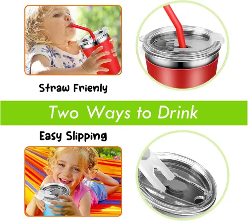 Vista 6 de Yummy Sam Vasos de acero inoxidable de 12 onzas para niños, vasos para bebidas frías y calientes, vasos irrompibles para niños y adultos, escuela