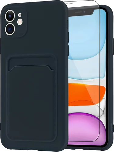 Vista 86 de MZELQ Compatible con iPhone 11 Funda TPU Soporte para Tarjetas Cubierta de Billetera, Protección de Cámara + Protector de Pantalla Funda Suave