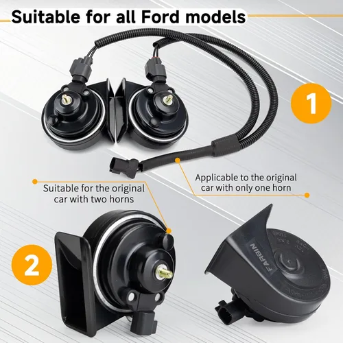 Vista 5 de FARBIN Bocina de Reemplazo para Bocina de Auto Ford Compatible con Ford f150 f250 focus con Convertidor de Enchufe 1 a 2
