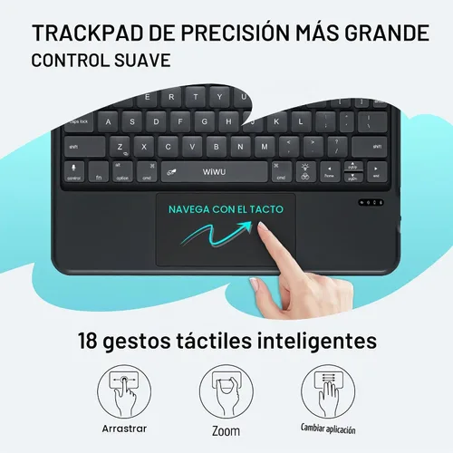 Vista 7 de WIWU - Funda con teclado para iPad Pro de 11 pulgadas, M5/M4 2025/2024 con soporte giratorio de 360°, color negro