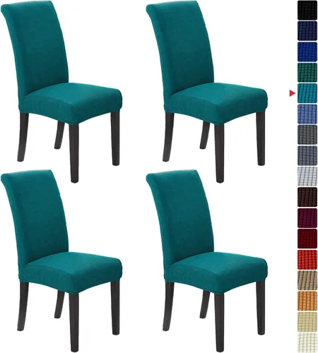 Vista 75 de Juego de 2 fundas para sillas de comedor, fundas elásticas para sillas de comedor, fundas para sillas de cocina de jacquard texturizadas, decoración