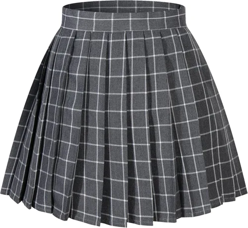 Vista 32 de Faldas plisadas a cuadros de cintura alta para mujeres y niñas, talla grande, uniforme escolar, mini disfraces de cosplay
