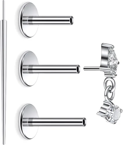 Vista 11 de 20G 18G 16G Astm F136 Titanio Sin Rosca Parte Trasera Plana Aretes Tragus Hélice Concha Joyería de Piercing Nariz Labio Anillos Hélice Frontal