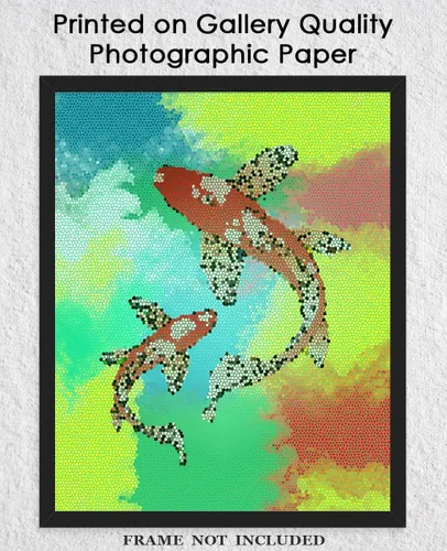 Vista 5 de Buzz Unplugged Koi Fish Abstract Wall Art: Minimalist, Aesthetic & Boho Wall Art for Home, Office, Bedroom & Living Room Decor - Unframed Posters