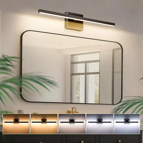 Vista 8 de Aosclex Luces de baño de 16 pulgadas sobre el espejo, giratorias, 12 W, 1080 lúmenes, 5CCT, ajustables (2700 K a 6000 K), lámparas LED regulables
