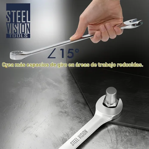 Vista 3 de Steel Vision Tools - Juego de llaves combinadas métricas de 10 piezas (10, 11, 12, 13, 14, 15, 16, 17, 18 y 0.748 in) - Extremo de caja de precisión