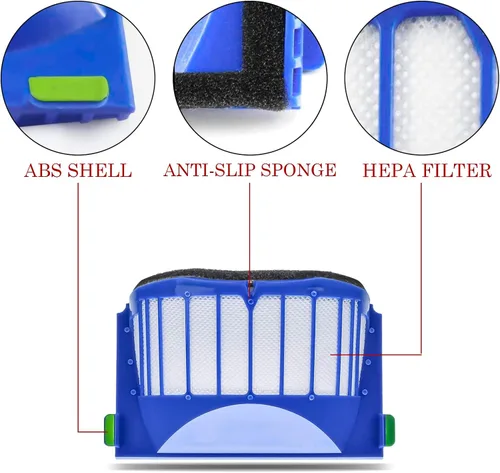 Vista 2 de ilovelife Paquete de 12 filtros HEPA de alta eficiencia, compatibles con iRobot Roomba 500 serie 600, accesorios de filtro de reposición