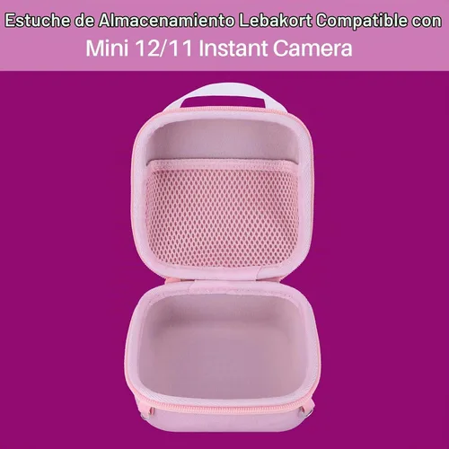 Vista 3 de Lebakort Funda de almacenamiento compatible con cámara instantánea Fujifilm Instax Mini 12/11 (funda rosa rubor)