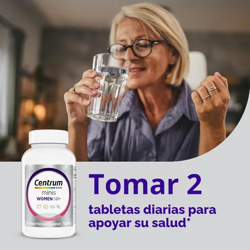 Vista 5 de Centrum Minis Silver Multivitamínico para mujer 50 Plus, suplemento multimineral con vitamina D3, vitaminas B, ingredientes sin OMG, apoya