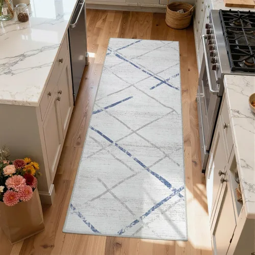 Vista 75 de jinchan - Tapete de pasillo marroquí de 2 x 6 pies con líneas, bohemio, lavable, para cocina, suave, geométrico, de lana sintética, antideslizante