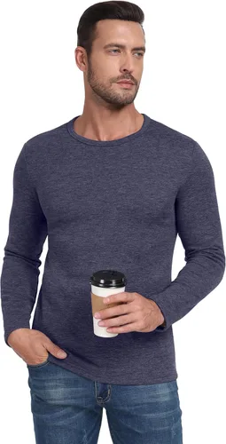 Vista 5 de Sailwind Camiseta térmica de manga larga con cuello redondo y capa base de lana para hombre