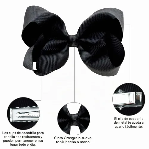 Vista 2 de DEEKA 16 lazos para el cabello hechos a mano de 4 pulgadas, cinta de grogrén de color sólido, pinzas de cocodrilo, accesorios para el cabello