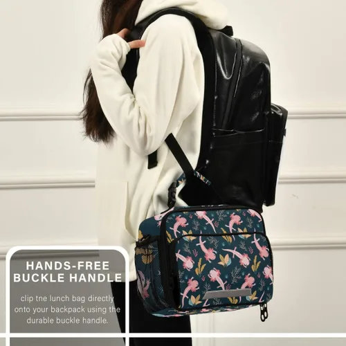 Vista 6 de Cindly Axolotl - Bolsa de almuerzo reutilizable y ligera para hombres, mujeres, lonchera con correa de hombro ajustable y extraíble
