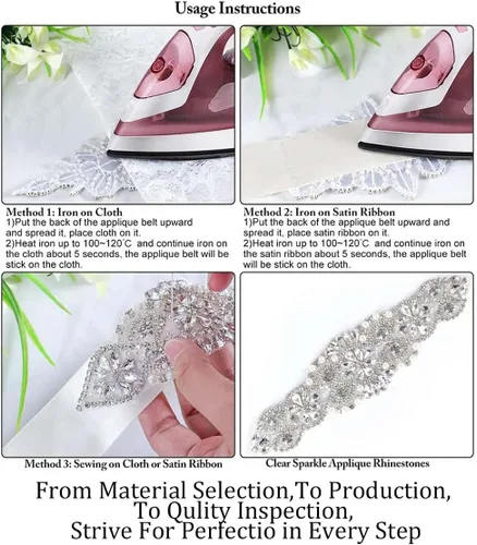 Vista 6 de Cinturón de Boda con Brillantes y Perlas de Cristal para Novia, con Adorno de Cuentas, para Vestidos de Mujer 004 Plata