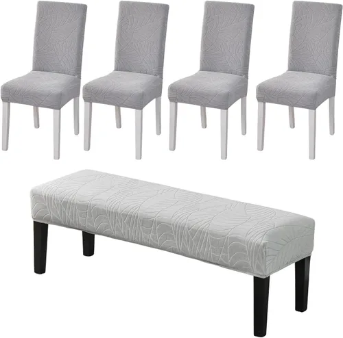 Vista 15 de CRFATOP 4 Piezas de Fundas Elásticas para Silla de Comedor con Funda para Banco Fundas Impresas para Silla de Comedor Fundas para Cojín de Asiento