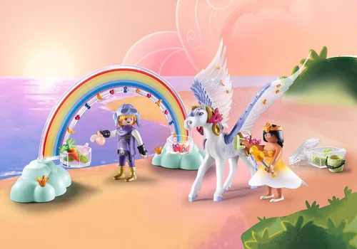 Vista 3 de Playmobil Pegaso con arco iris en las nubes