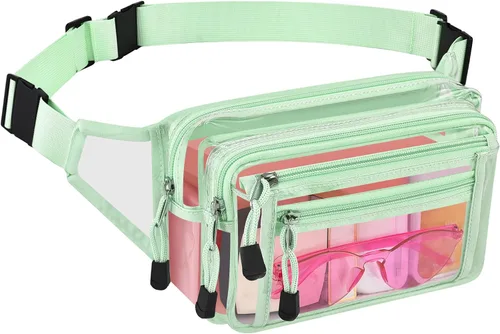 Vista 25 de Riñonera transparente aprobada por estadios para mujeres, para el trabajo, bolsa de cintura multiusos para viajes y eventos deportivos, 2 colores.