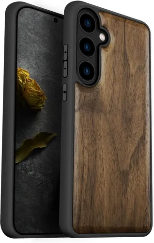Vista 8 de Carveit Funda de madera para Galaxy S24, brújula vikinga, rosa Viking-Rosy