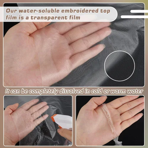 Vista 4 de INTERWARM Paquete de 2 rollos transparentes de 12 pulgadas x 50 yardas, estabilizador de bordado soluble en agua, película soluble en agua PVA