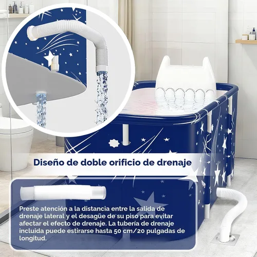 Vista 5 de Bañera portátil, bañera plegable para adultos, bañera de terapia SPA de baño familiar separado para cabina de ducha, bañera de SPA caliente