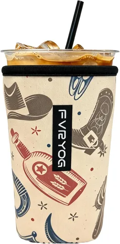 Vista 183 de Reusable Insulated Neoprene Iced Coffee Sleeves for Iced Coffee Cups, Coffee Coolies sleeves for Iced & Hot Drinks