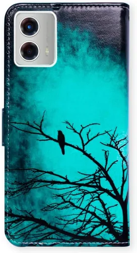 Vista 7 de Bcov Funda para Moto G 5G 2023, diseño de pájaro negro y verde con tapa para teléfono con ranura para tarjetas, soporte para Motorola Moto G 5G 2023