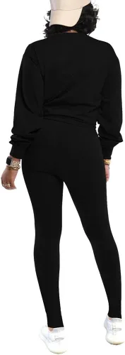 Vista 2 de PINSV Conjunto deportivo de 2 piezas para mujer, de manga larga, para correr, ropa de descanso