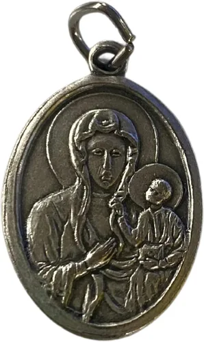 Vista 2 de Medalla católica de la tercera clase con base de tono plateado, 1.0in