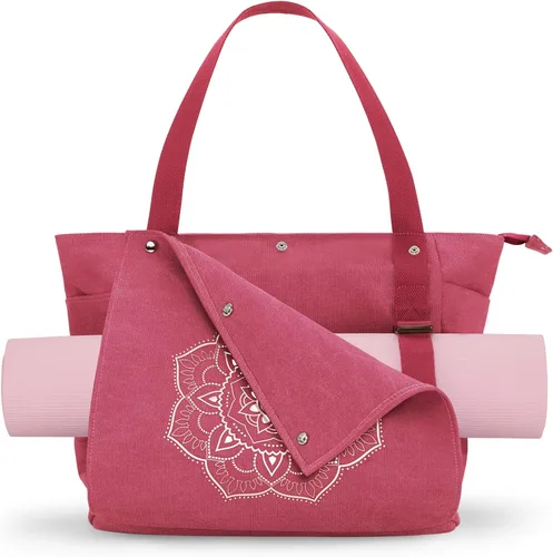 Vista 11 de Gonex Bolsa para Esterilla de Yoga, Bolsa de Gimnasio Tipo Tote con Múltiples Bolsillos para Mujeres y Hombres, Portaesterillas de Yoga de Lona