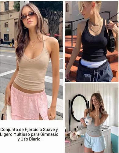 Vista 6 de Camiseta sin mangas para mujer RibKnit Racerback Cami Slim Fit Elástica
