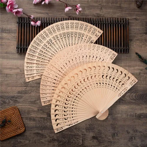 Vista 3 de grr 50 abanicos de madera personalizados, decoración de fiesta de sándalo para decoración de fiesta, abanico plegable de madera, regalos de boda