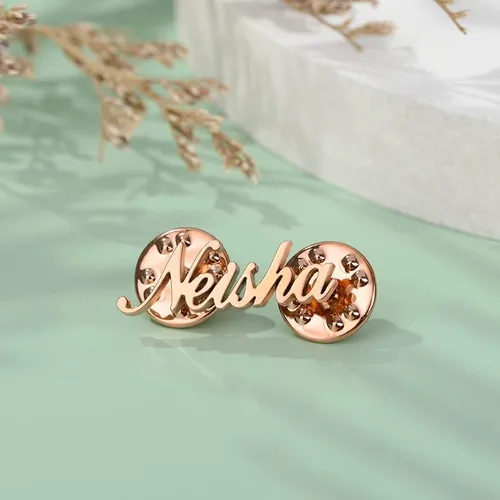 Vista 3 de LongLiter - Broches de nombre personalizados, con inicial, broche de nombre, Alfiler para regalo, bodas, insignias para mujeres, hombres, joyas