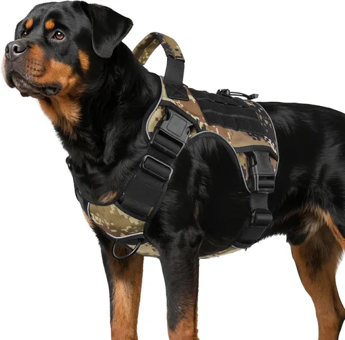 Vista 35 de WINGOIN Arnés táctico negro para perros pequeños, arnés resistente sin tirones con asa, arnés militar reflectante ajustable K9 para mascotas