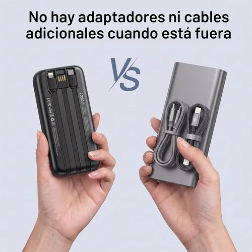 Vista 3 de 2026 2-Pack 20000mAh Portable Charger Battery Pack with Built in Cables 20000 Black&White