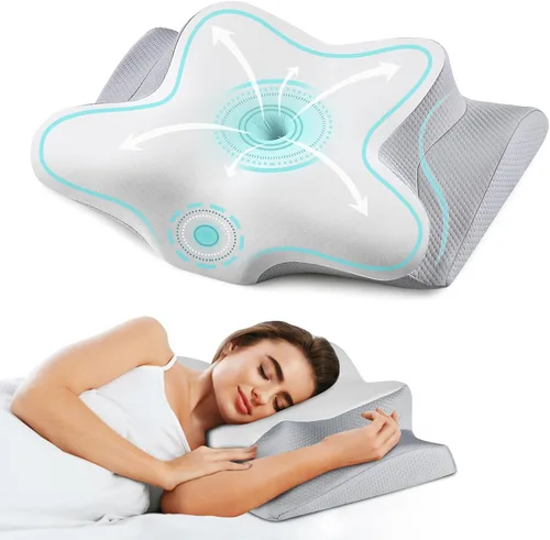 Vista 8 de Almohada cervical para el cuello – Almohada ergonómica para dormir de lado para aliviar el dolor, almohada cervical refrescante para dormir