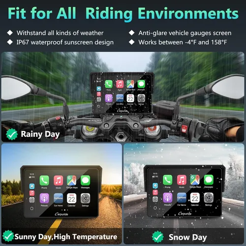 Vista 8 de CARPURIDE W502BS para BMW Moto CarPlay y lectura de datos A-Auto, Maravilla nativa 5" waterproof GPS screen with dual Bluetooth, native data