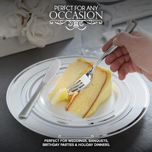 Vista 5 de 28 Pack Silver Dinnerware Party Set (28 Pack)