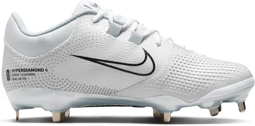 Vista 3 de Nike Hyperdiamond 4 Pro Metal Softball Cleats White Black