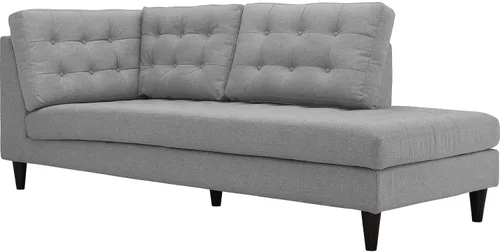 Vista 47 de Sofá esquinero Modway Empress, estilo de mediados de siglo, tapizado de tela en avena, Tela, Celeste