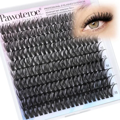 Vista 9 de Kit de Extensión de Pestañas Pawotence DIY 280 piezas, Kit de Racimos de Pestañas Individuales 20D y 30D Naturales 9-15mm, Kit de Extensiones