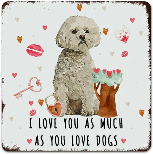 Vista 13 de Wall Decor Metal Sign Love Mails French Bulldog Sign I Love You As Much As You Love Dog Retro Street Hanging Sign Saint Valentine's Day Metal Plaque