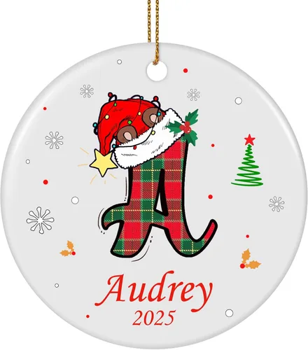 Vista 22 de Paquete de 4 adornos de Navidad personalizados 2025 de cerámica personalizada con foto y texto para decoración de árbol de Navidad, primera Navidad