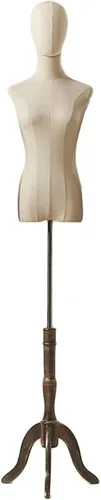 Vista 5 de Female Full-Body Mannequin with Wooden Base & Cloth Head, Adjustable Stand for Wedding & Clothing Display(Sqaure Base1,Medium)